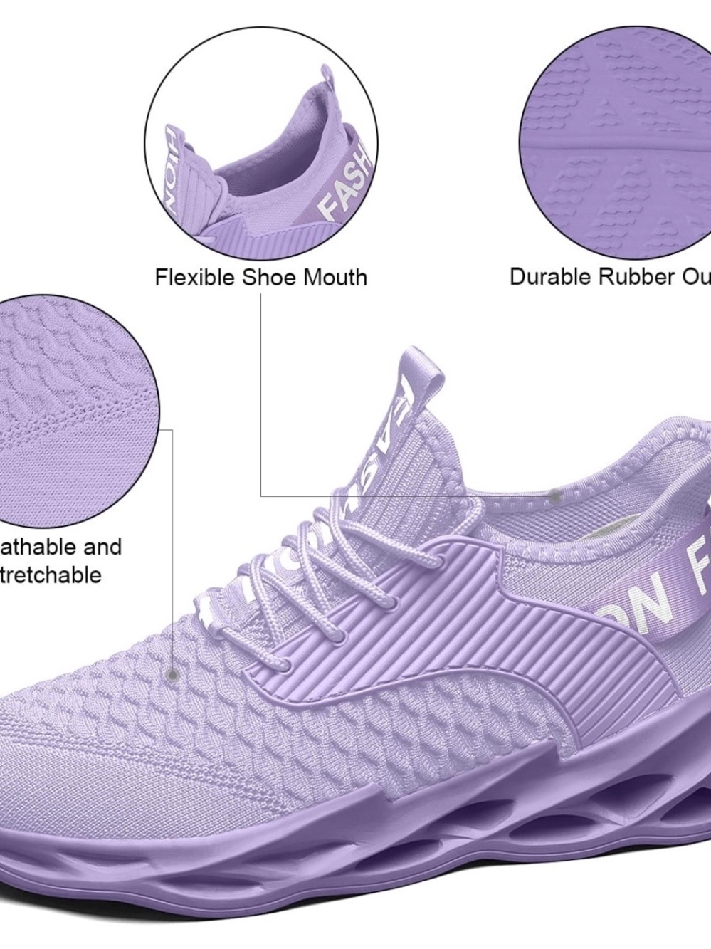 Women's Lavender Knit Slip-On Fashion Sneakers